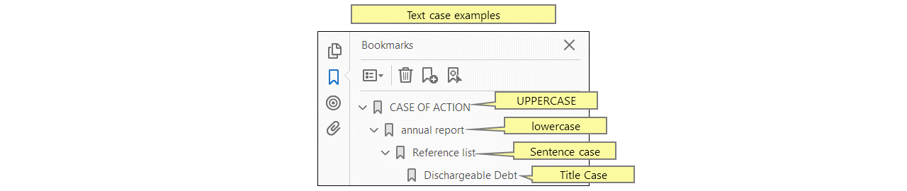 Text case examples